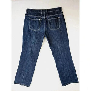 Faconnable Size 12 Women's Pocket Logo Straight 5 Pocket Blue Denim Cotton Jeans